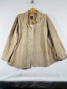 Outfit JPR Woman 2X Genuine Suede Leather Shirt Jacket Taupe Boho Western
